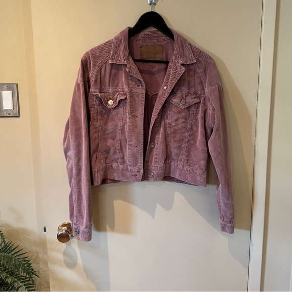 American Eagle Corduroy Pink cropped jacket size small - Picture 1 of 6